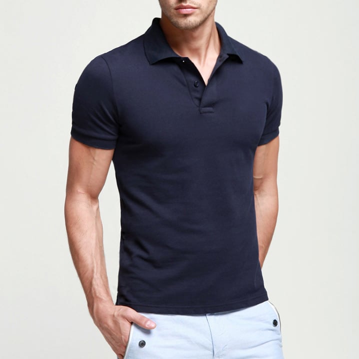 Best quality navy blue men plain polo shirts on sale 