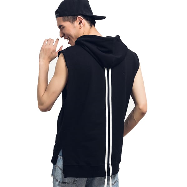 black 100% cotton hoody sleeveless hoodie YK121