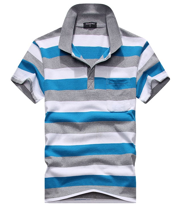 Wholesale Men Short Sleeve Striped Polo Shirts