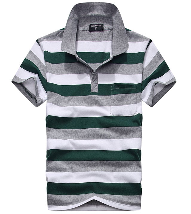 Wholesale Men Short Sleeve Striped Polo Shirts