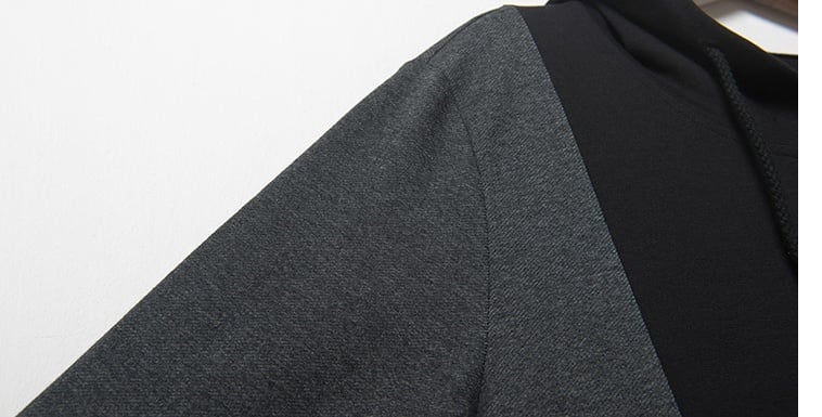 contrast fabric color design of men spliced hoodie