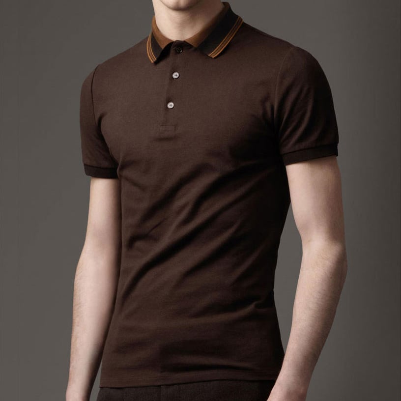 Online uk fashionable brown polo shirt 