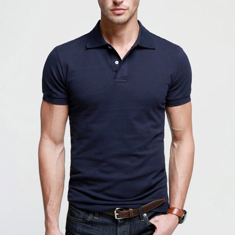 Best quality navy blue men plain polo shirts on sale 