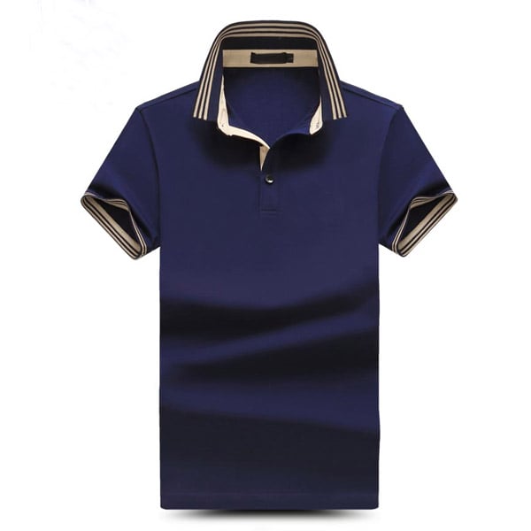 Men white yarn dye stripe collar polo shirt on sale 