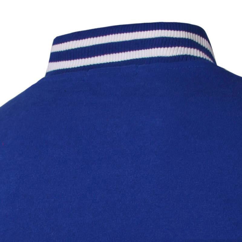 blue baseball jacket ribbed collar