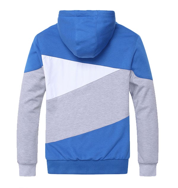 Combination Color Zip Up Men Fleece Hoodie