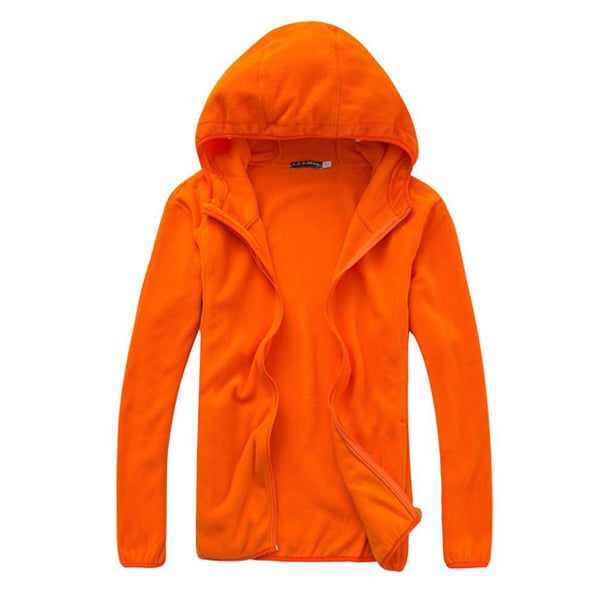 Basic Zip Up Polar Fleece Orange Hoodie