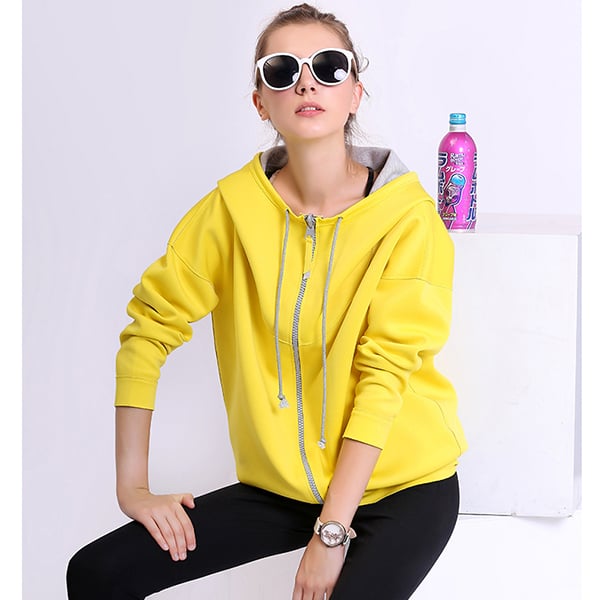 Yellow hoodie with full zip