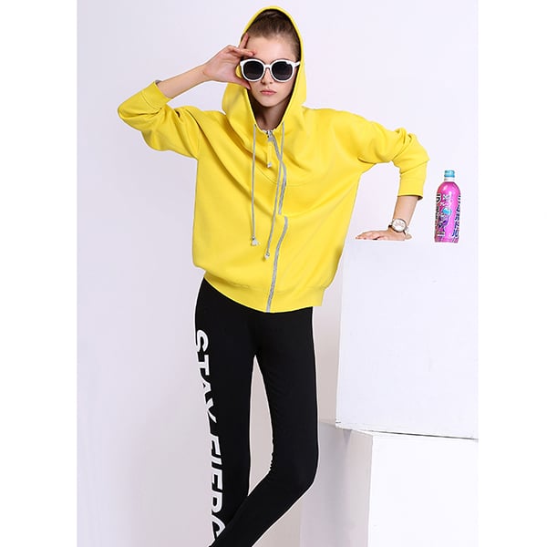 Yellow hoodie with full zip