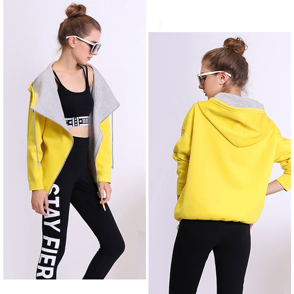 Yellow hoodie with full zip