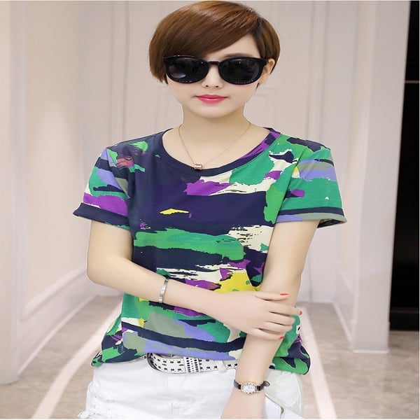 Leisure custom camouflage t shirt for women.