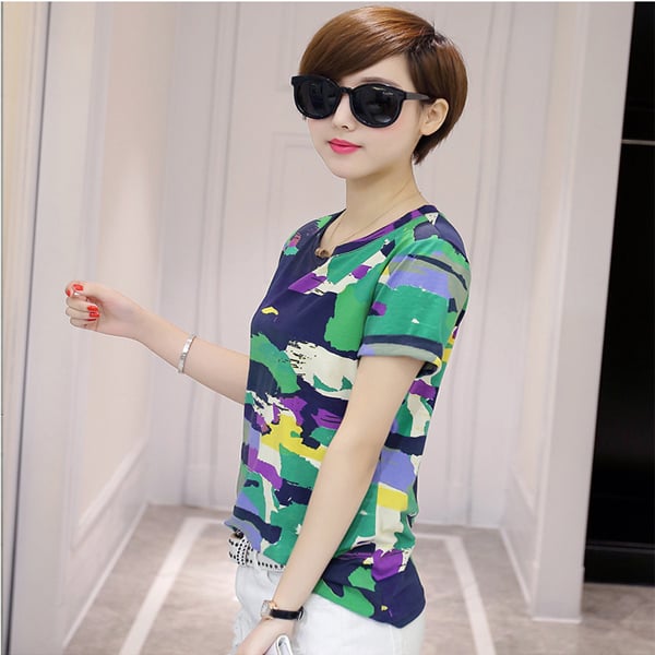 Leisure custom camouflage t shirt for women.