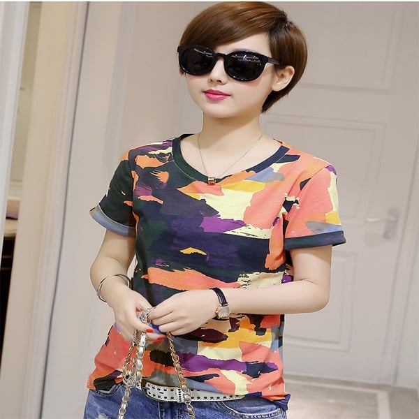 Leisure custom camouflage t shirt for women.