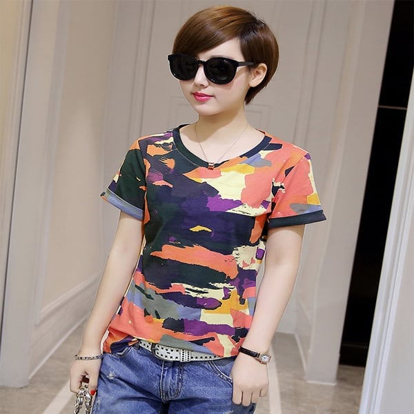 Leisure custom camouflage t shirt for women.