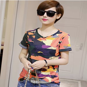 Leisure custom camouflage t shirt for women.