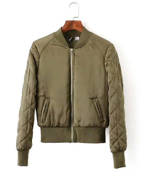 Wholesale Vintage Women Bomber Windbreaker Jacket Without Hood