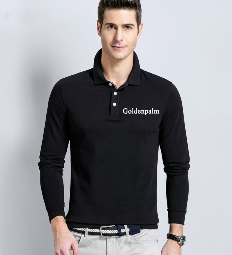 custom made rubber printing long sleeve polo shirt