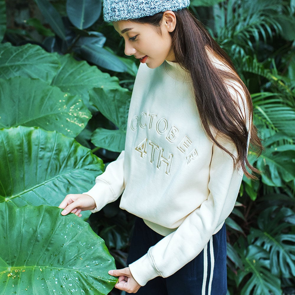 Long Sleeve Women Custom Embroidered Wholesale CVC Sweatshirt (YK-171021)