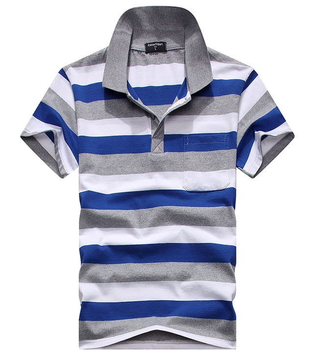 Wholesale Men Short Sleeve Striped Polo Shirts