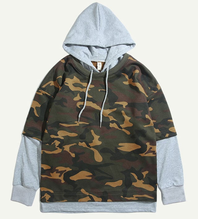 Mens Two Tone French Terry Crew Neck Sweatshirts 