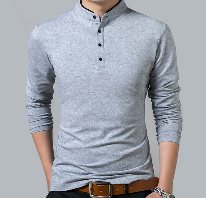 Stylish Custom Men Cotton Black Polo T Shirts With Stand Collar