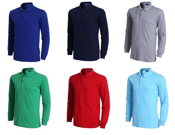 Wholesale Mens Long Sleeve Pique Polo Shirts