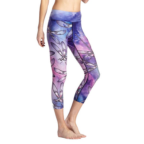 Calf-Length Printed Warp Knitting Leggings Polyester Fitness