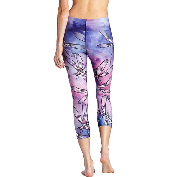 Calf-Length Printed Warp Knitting Leggings Polyester Fitness