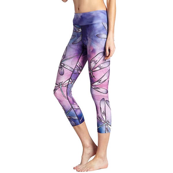 Calf-Length Printed Warp Knitting Leggings Polyester Fitness