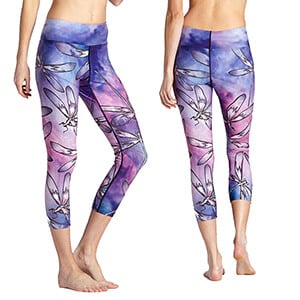 Calf-Length Printed Warp Knitting Leggings Polyester Fitness