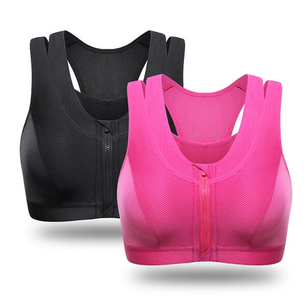 Nylon Elastane Splicing Double Layer Fitness Gym Sports Bras