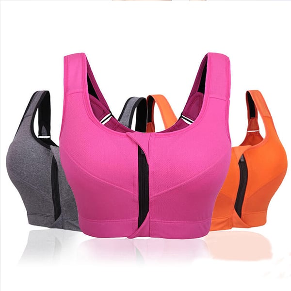 Reversible Nylon Spandex Zip Front Womens Activewear Yoga Bra