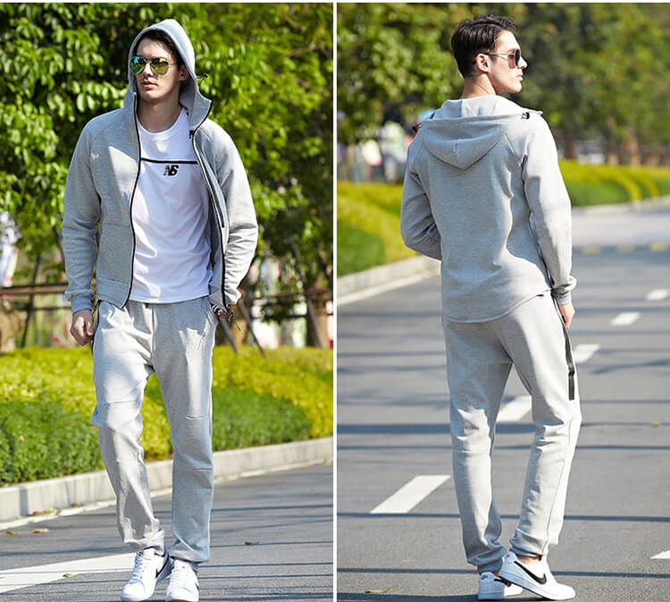 custom cotton polyester mixture fleece men sport suits  (5)