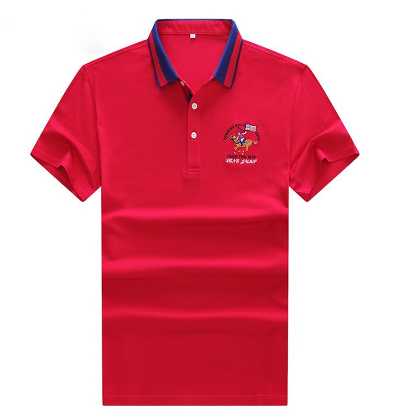 yarn dye collar short sleeve mercerized cotton golf shirts with embroidered patches 