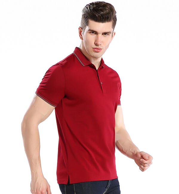 high texture 100 cotton yarn dye collar slim fit plain blue polo shirts