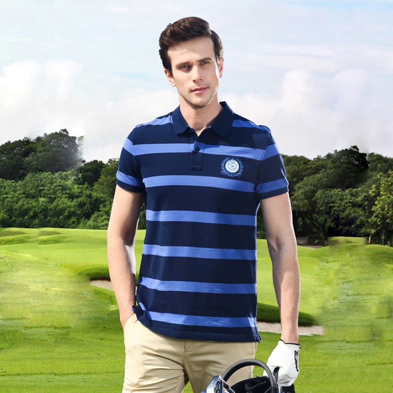 blue stripe polo shirt