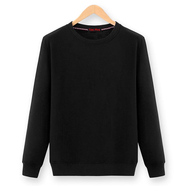 Crew neck blank plain dyed black cool sweatshirt mens