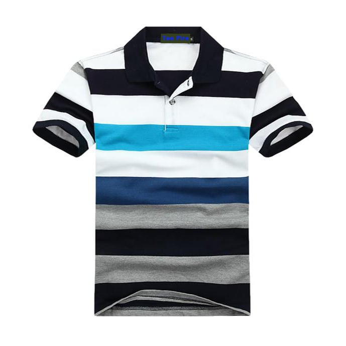 100% cotton pique embroidery new design yarn dyed stripes man polo t-shirt