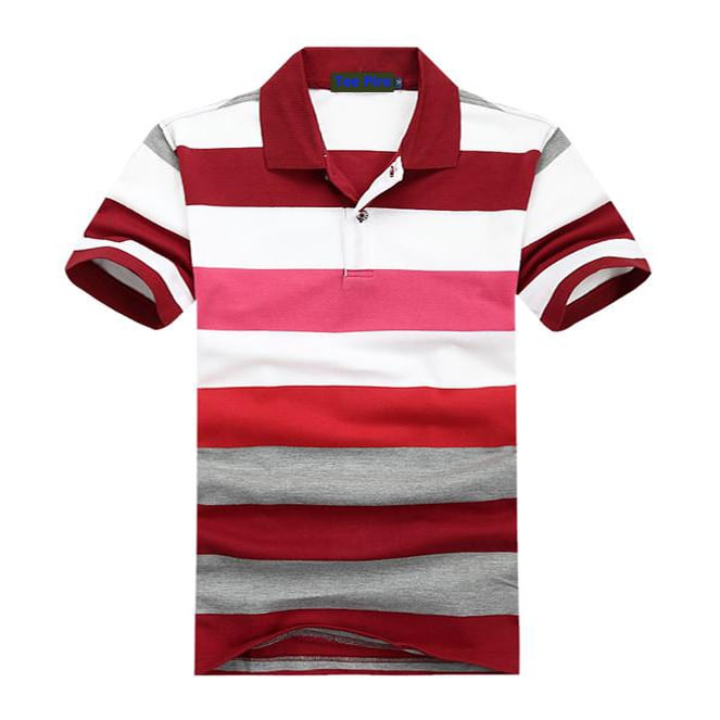 100% cotton pique embroidery new design yarn dyed stripes man polo t-shirt