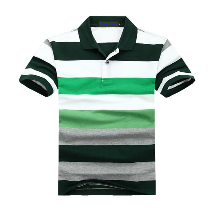 100% cotton pique embroidery new design yarn dyed stripes man polo t-shirt