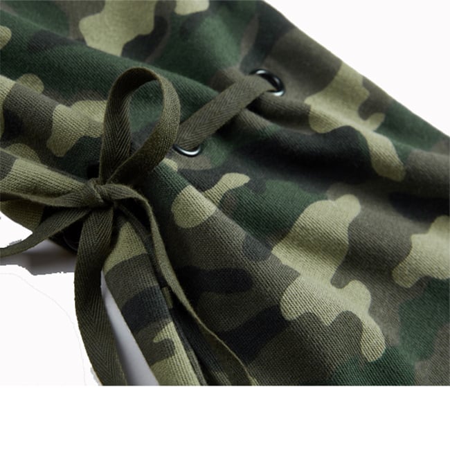 Wholesale custom clothing flare sleeve camo hoodie women