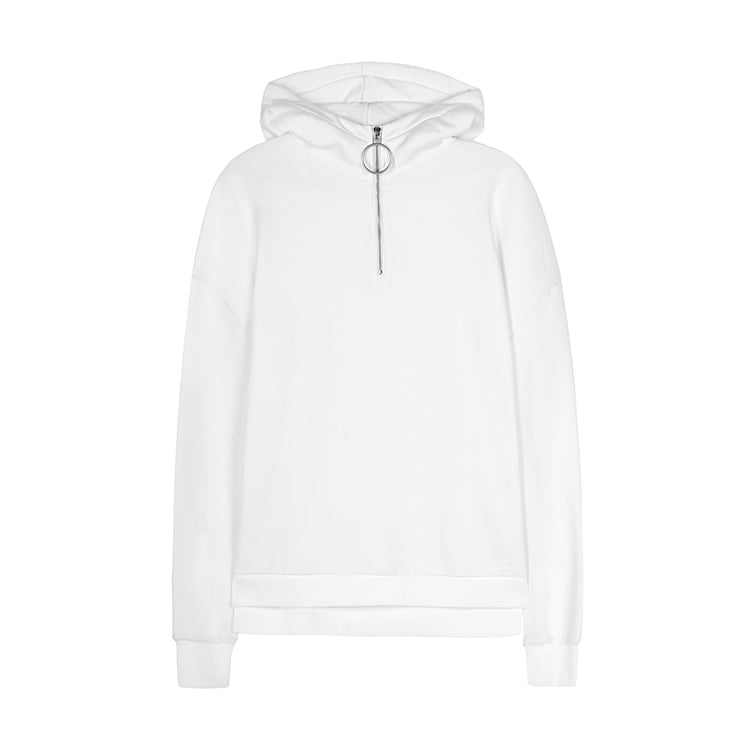 OEM manufacturer split hem drop shoulder fleece 1/4 zip hoodie