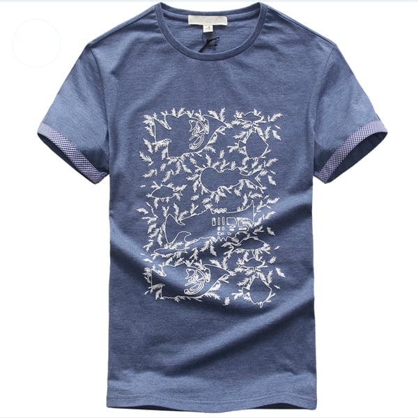 Cotton/Polyester Mens Printed Crewneck T-shirt