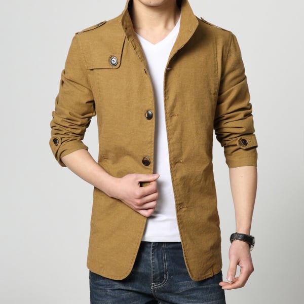 Pea coat stand collar casual jacket