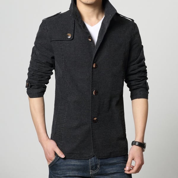 Pea coat stand collar casual jacket