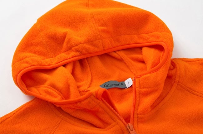 Basic Zip Up Polar Fleece Orange Hoodie