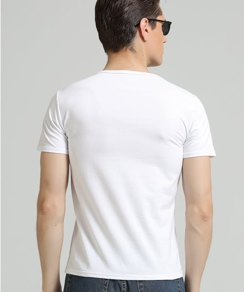 Men Cotton Stretch Jersey Logo V Neck 95 cotton 5 elastane T Shirt