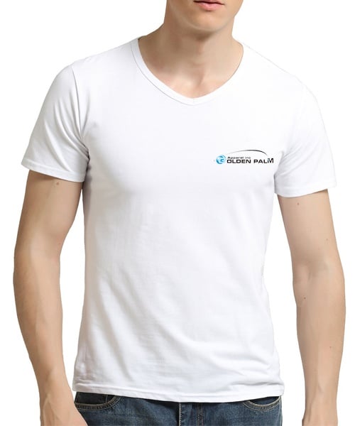 Men Cotton Stretch Jersey Logo V Neck 95 cotton 5 elastane T Shirt