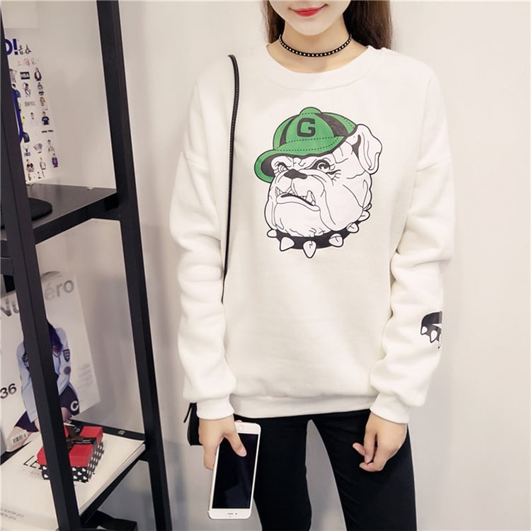 Women long sleeve white sweatshirt