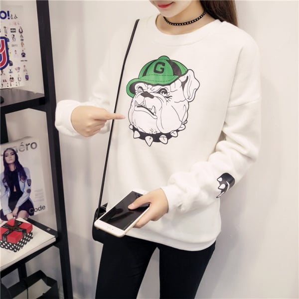 Women long sleeve white sweatshirt